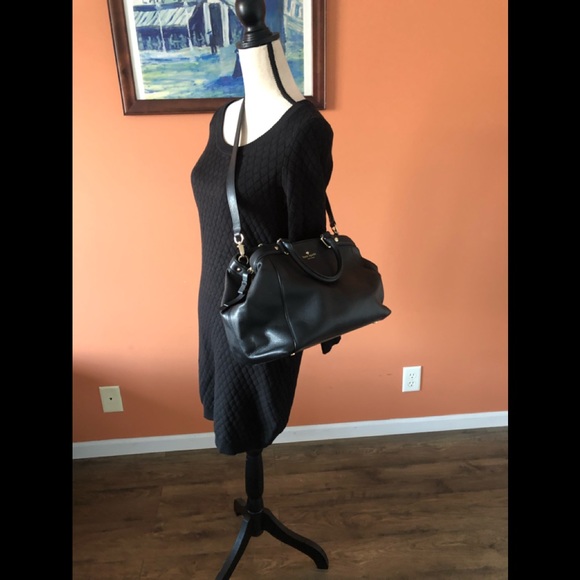 KATE SPADE black leather handbag/shoulder hobo satchel - Picture 1 of 15